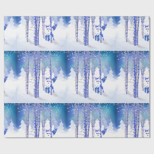 Blaue Winterschneewaldfresser Geschenkpapier (Flach)
