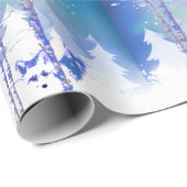Blaue Winterschneewaldfresser Geschenkpapier (Rolleneckpunkt)