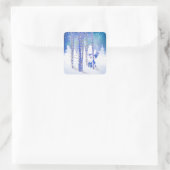 Blaue Winterschneewaldfresser Quadratischer Aufkleber (Tasche)