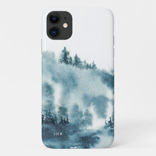 Blaue Winterwald-Monogramm Case-Mate iPhone Hülle