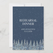 Blaue Winterwald-Rustikale Probe-Dinner-Einladung Einladung (Rückseite)