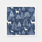 Blaue Winterwald-Weihnachts-Rentiere-Feier Serviette (Vorderseite)