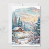 Blaue Winterwaldlandschaft Hochzeit Einladung (Rückseite)