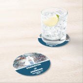 Blaue Winterwaldlandschaft Hochzeit Runder Pappuntersetzer (Vor Ort)