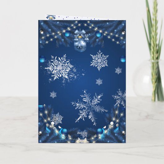 Blaue Winterwünsche Karte (Rückseite)