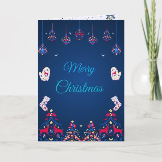 Blaue Winterwünsche Karte (Vorderseite)