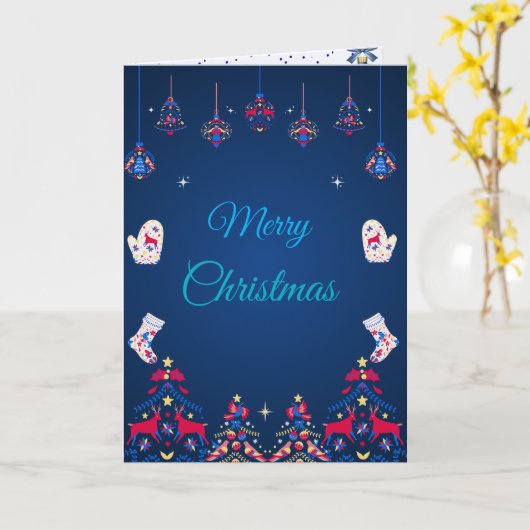 Blaue Winterwünsche Karte (Gelbe Blume)