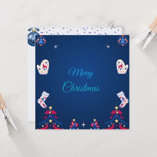 Blaue Winterwünsche Karte (Vorderseite/Rückseite Beispiel)