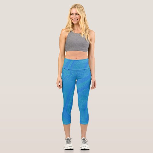 Blaue Wirbel auf Capri-Leggings Capri Leggings (Vorderseite)