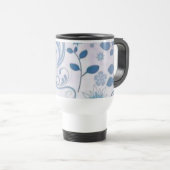 Blaue Wirbel und Blume Reisebecher (VorderseiteRechts)