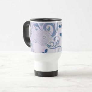 Blaue Wirbel und Blume Reisebecher