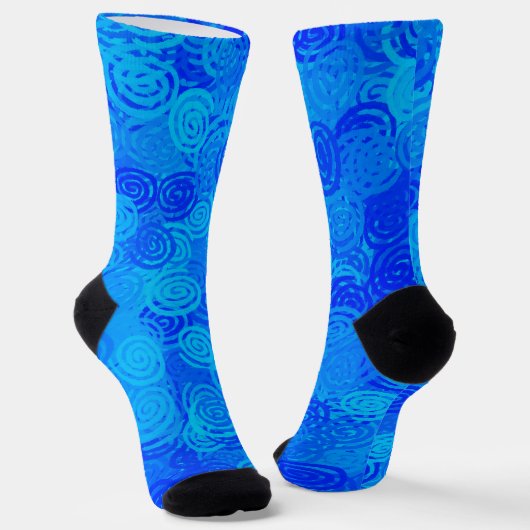 Blaue Wirbelmuster Socken (Gewinkelt)