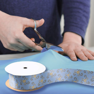 Blaue Wirble Blume Muster Elegantes Blumenmuster Satinband