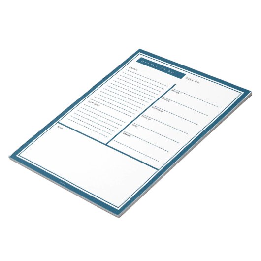 Blaue Woche zu tun Liste Notizblock (angewinkelt)