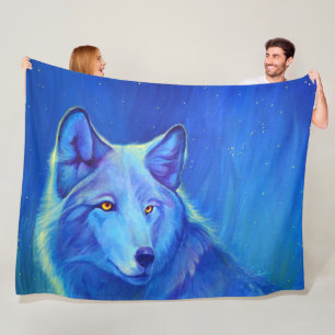 Blaue Wolf-Fleece bedeckt   einzigartige Geschenke Fleecedecke