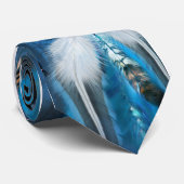 Blaue Wolf-Kunst-Krawatte Krawatte (Gerollt)