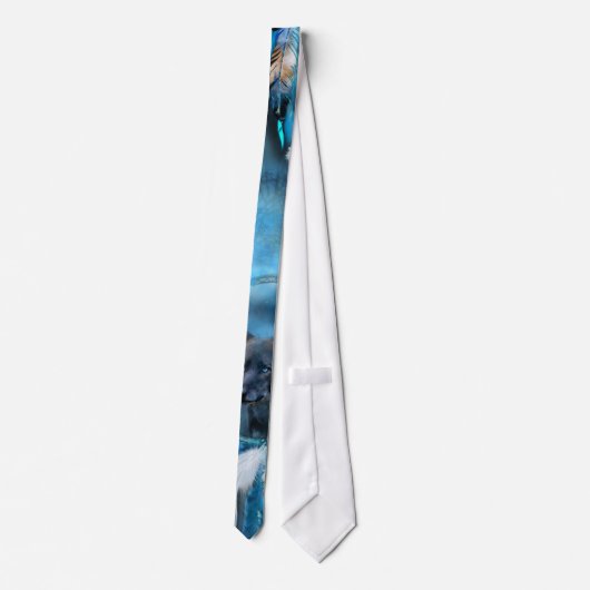 Blaue Wolf-Kunst-Krawatte Krawatte (Rückseite)