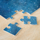 Blaue Wolf-Winterwald-Wildtiermalerei Puzzle (Seite)