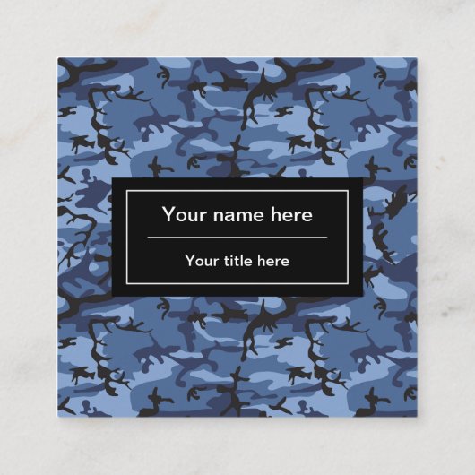 Blaue Wolke, Militärmuster, Armee Quadratische Visitenkarte (Rückseite)