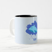 Blaue Wolke mit Markennamen monogram Zweifarbige Tasse (Vorderseite Links)