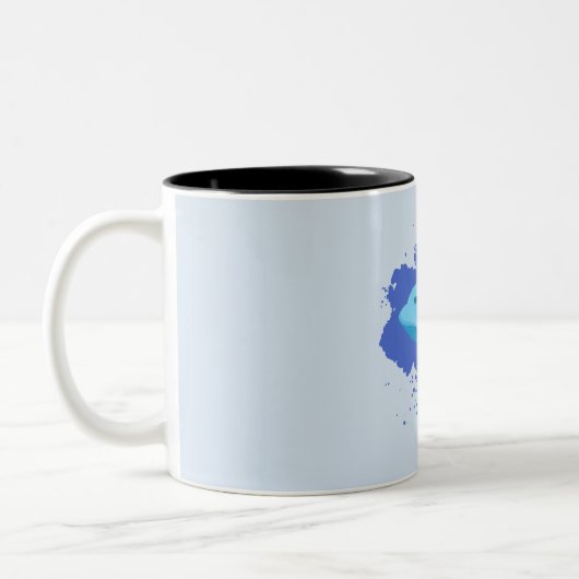 Blaue Wolke mit Markennamen monogram Zweifarbige Tasse (Links)