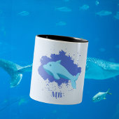 Blaue Wolke mit Markennamen monogram Zweifarbige Tasse