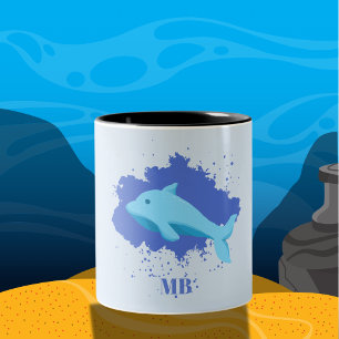 Blaue Wolke mit Markennamen monogram Zweifarbige Tasse