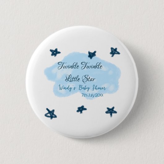 Blaue Wolken blinkeln Twinkle Little Star Baby Sho Button (Vorderseite)