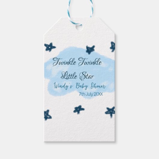 Blaue Wolken blinkeln Twinkle Little Star Baby Sho Geschenkanhänger (Vorderseite)