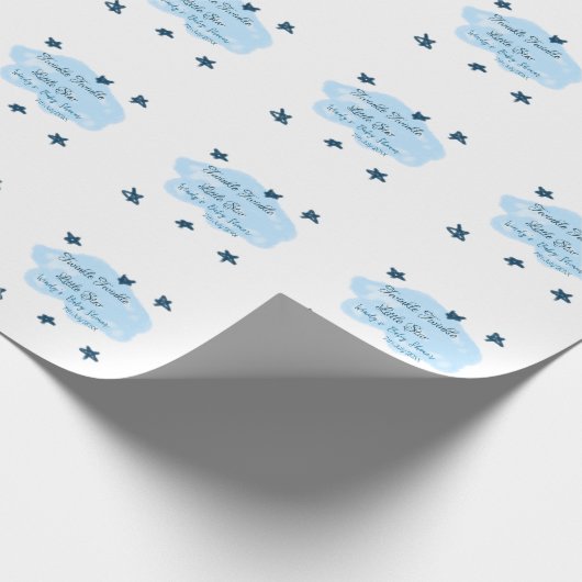 Blaue Wolken blinkeln Twinkle Little Star Baby Sho Geschenkpapier (Ecke)
