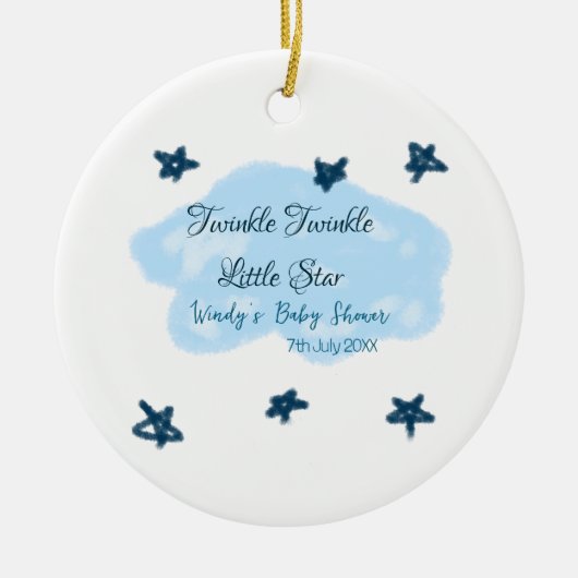 Blaue Wolken blinkeln Twinkle Little Star Baby Sho Keramik Ornament (Vorne)