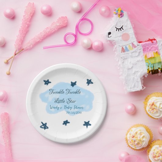 Blaue Wolken blinkeln Twinkle Little Star Baby Sho Pappteller (Party)
