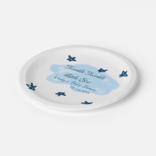 Blaue Wolken blinkeln Twinkle Little Star Baby Sho Pappteller (Schrägansicht)