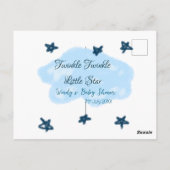 Blaue Wolken blinkeln Twinkle Little Star Baby Sho Postkarte (Rückseite)