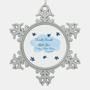 Blaue Wolken blinkeln Twinkle Little Star Baby Sho Schneeflocken Zinn-Ornament