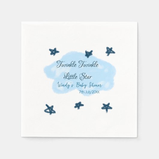 Blaue Wolken blinkeln Twinkle Little Star Baby Sho Serviette (Vorderseite)