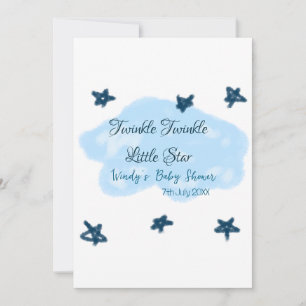 Blaue Wolken funkeln Twinkle Little Star Baby-Show Einladung