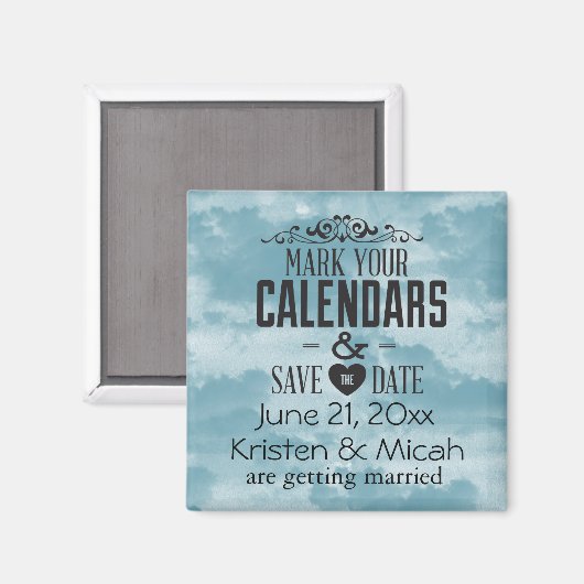 Blaue Wolken Save the Date Magnet (Vorderseite/Rückseite)