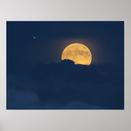 Blaue Wolken und Vollmond-Himmelsblaster Poster
