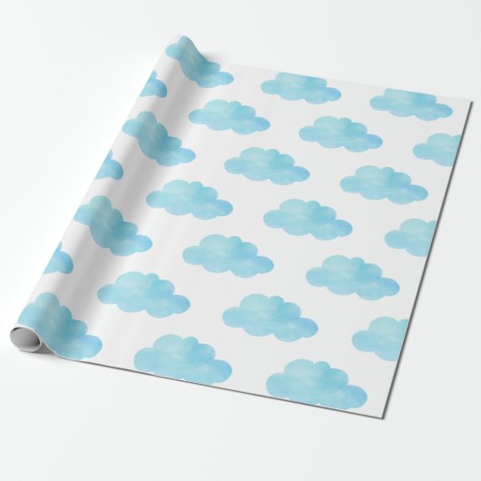 Blaue Wolken Wasserfarbe Geschenkpapier (Ungerollt)