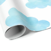 Blaue Wolken Wasserfarbe Geschenkpapier (Rolleneckpunkt)
