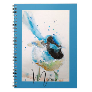 Blaue Wren-Aquarellmalerei Australische Vögel Notizblock