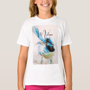 Blaue Wren-Aquarellmalerei Australische Vögel T-Shirt
