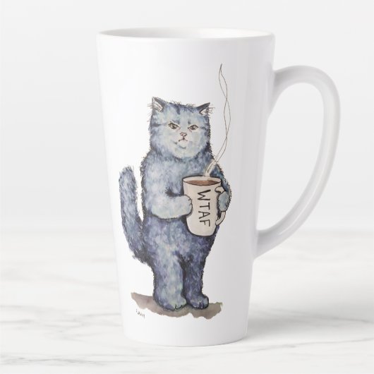 Blaue WTAF-Katze-Tasse Milchtasse (Rechts)