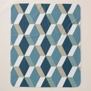 Blaue Würfel: Geometrisches nahtloses Muster Sherpadecke