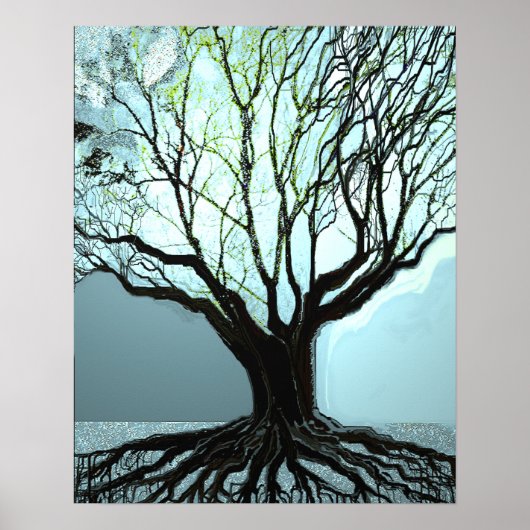 Blaue Wurzeln Leuchten Poster (Vorne)