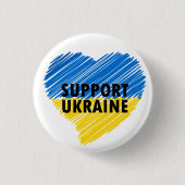 BLAUE & YELLOW UNTERSTÜTZUNG DER UKRAINE HERZ BUTTON (Vorderseite)