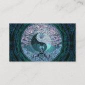 Blaue Yin Yang Mandala mit Baum des Lebens Visitenkarte (Rückseite)