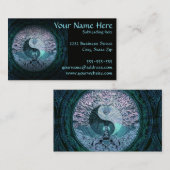 Blaue Yin Yang Mandala mit Baum des Lebens Visitenkarte (Vorne/Hinten)