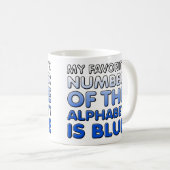 Blaue Zahl der Alphabet Funny Mug Kaffeetasse (VorderseiteRechts)